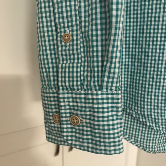 Nautica Men’s Gingham 100% Cotton US S Green & White Long Sleeve Button down - Picture 3 of 7
